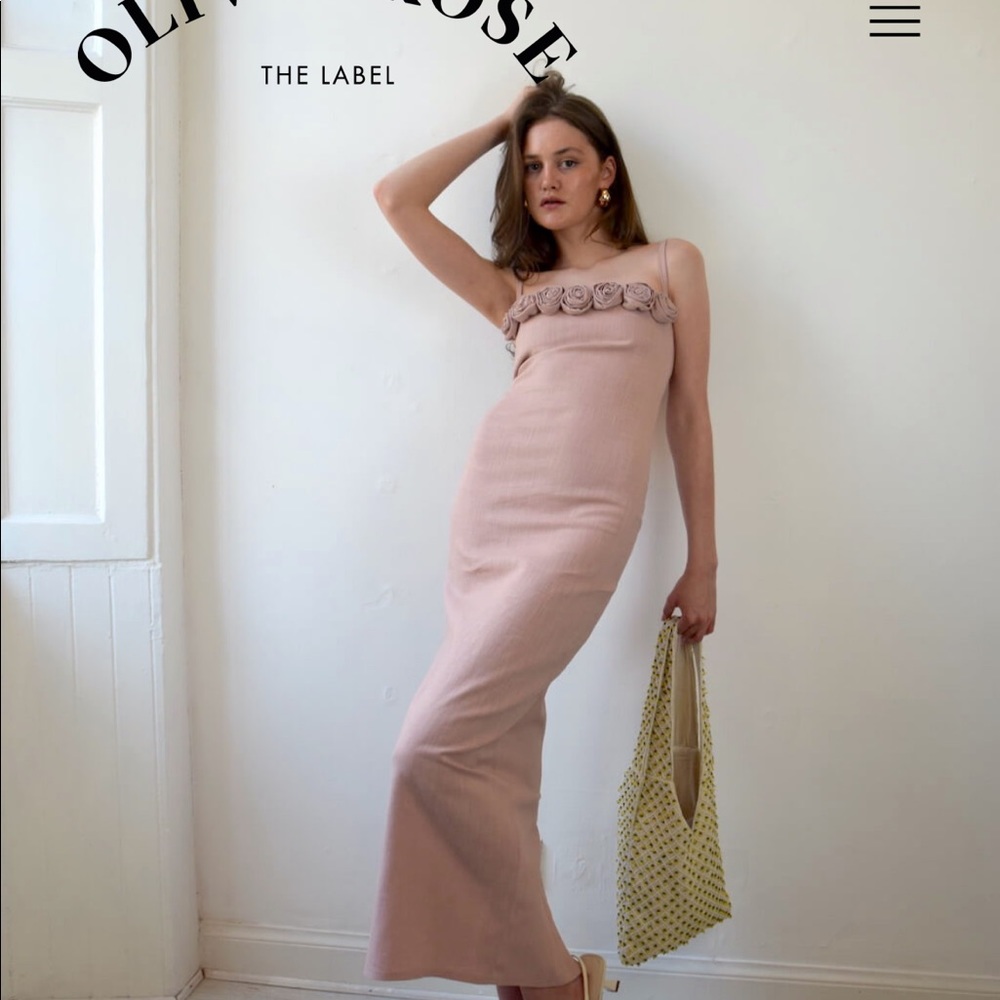 sabrina dress with rosette detailing in pink